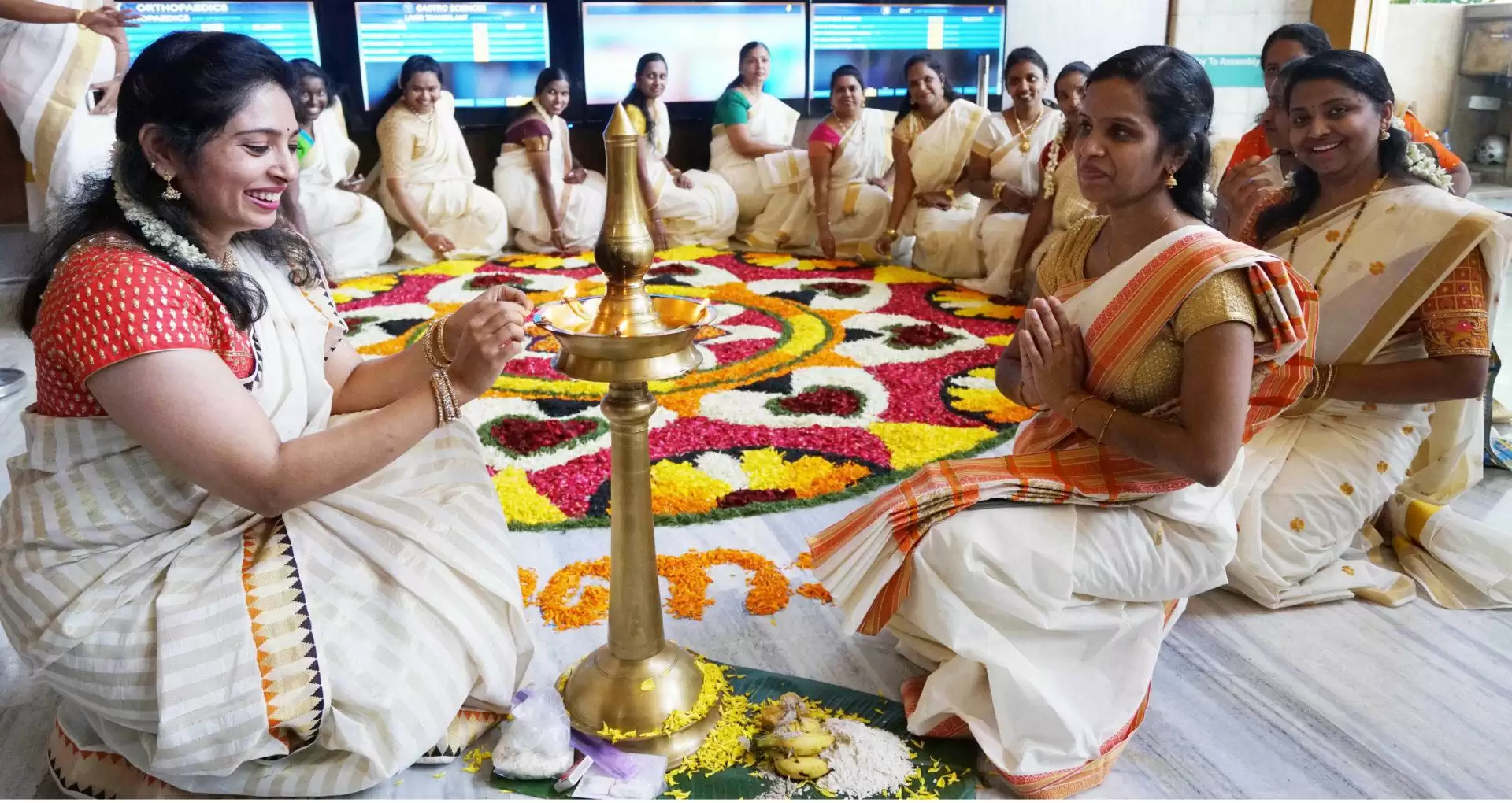 Nurses at Apollo Hospital celebrating Onam